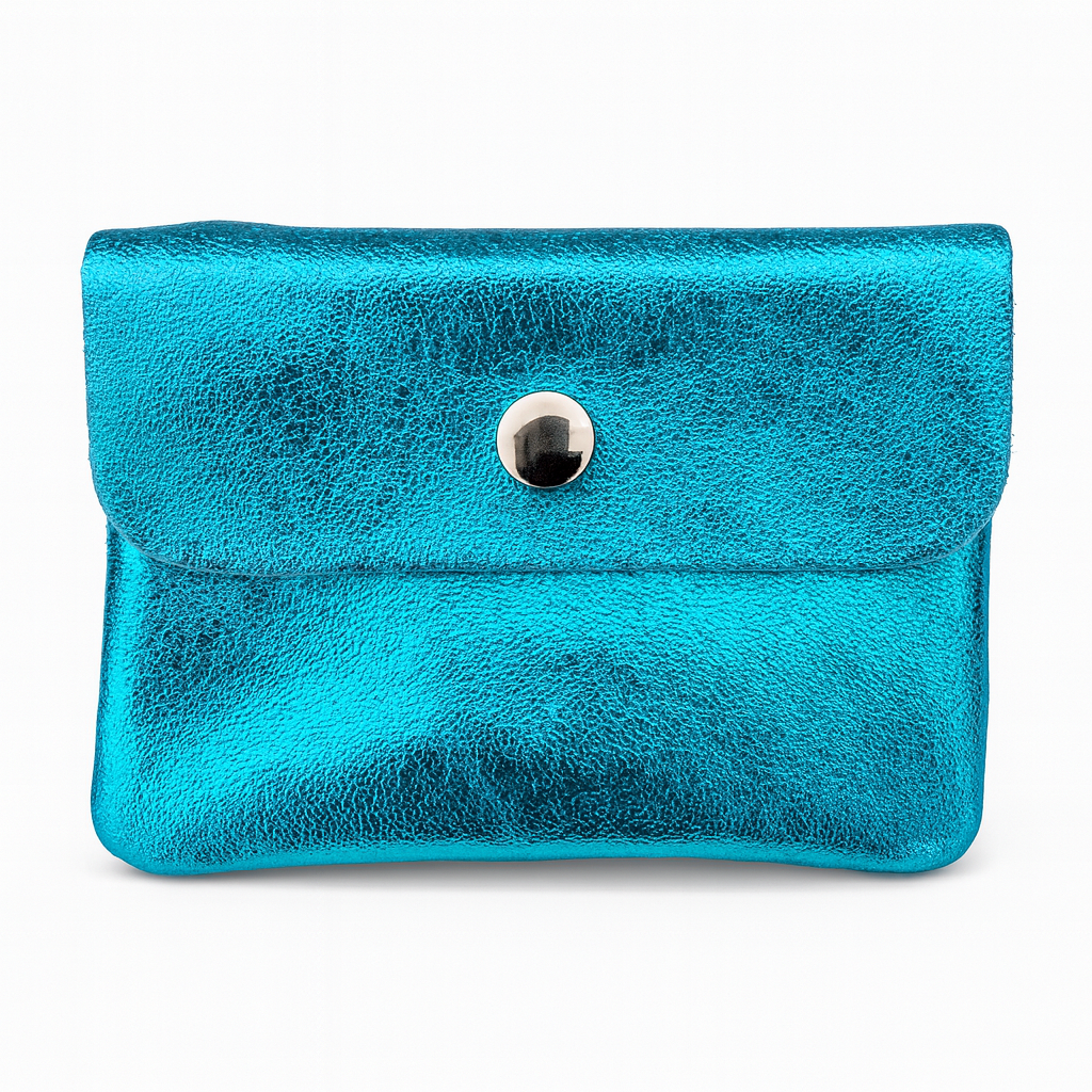Mini portemonnee | Metallic turquoise