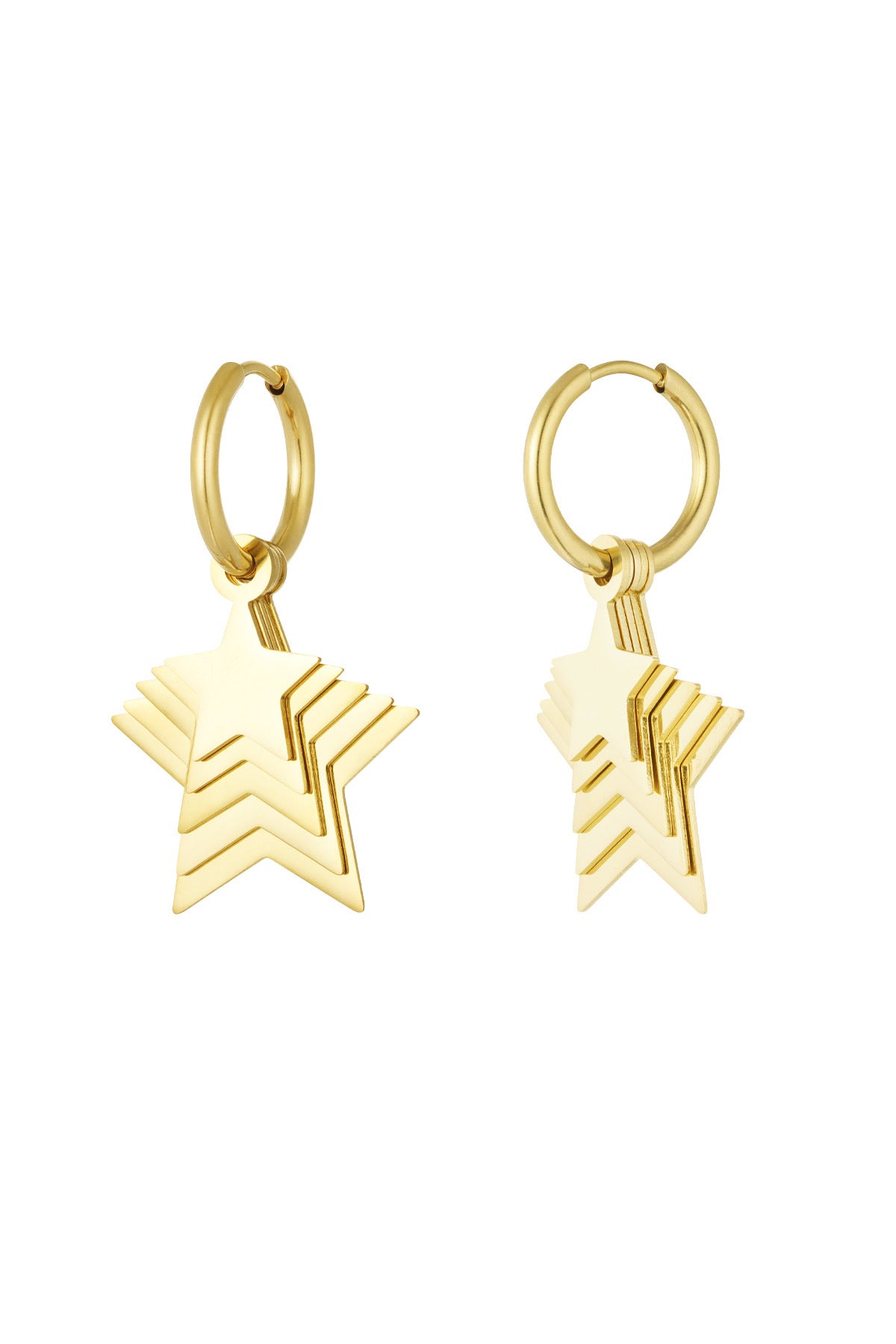 Gouden Oorbellen | Sterren van Louxx the brand met een uniek stervormig design, perfect voor elke gelegenheid.