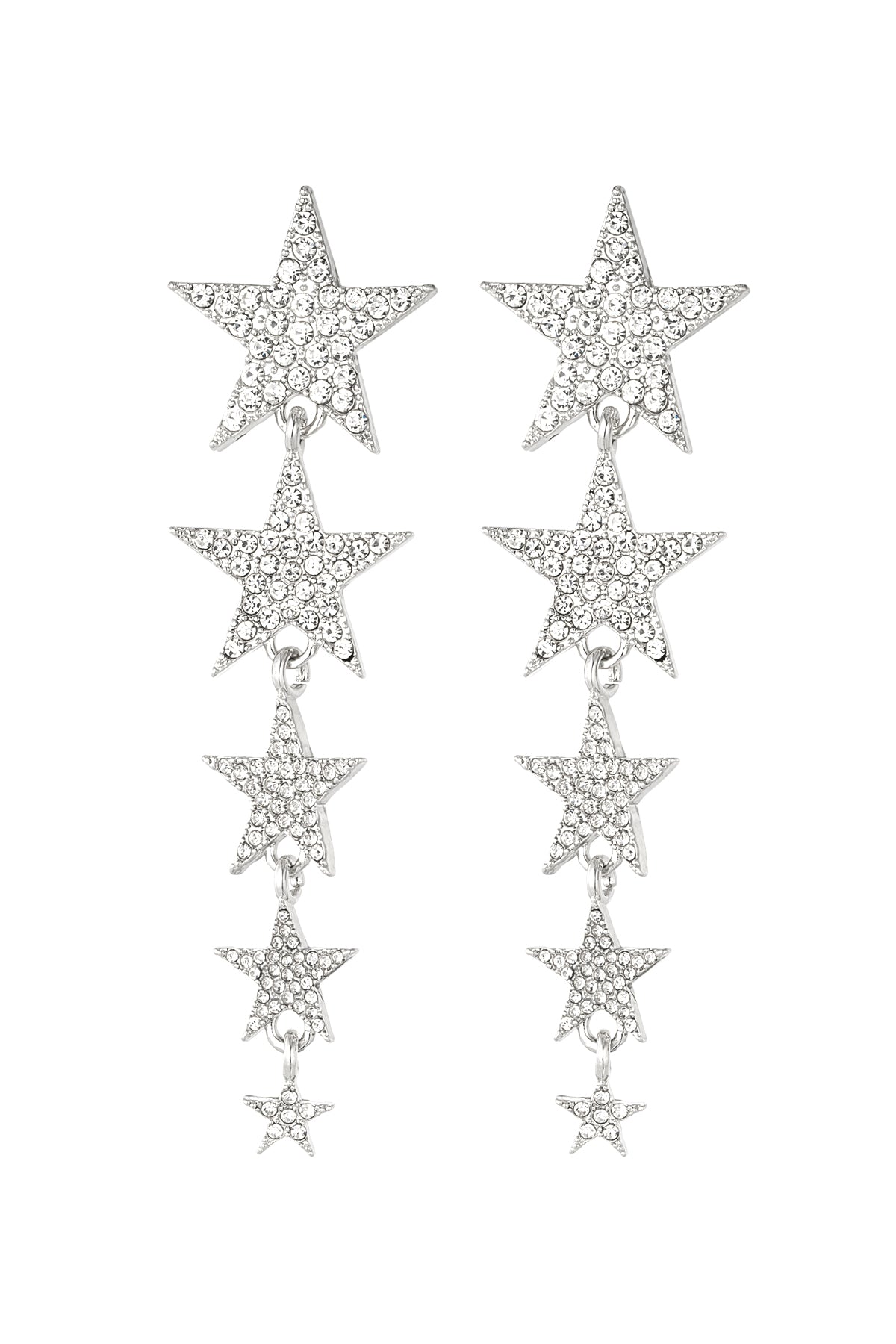 Lange sterren – Shooting stars in zilverkleurig, paar oorbellen van Louxx