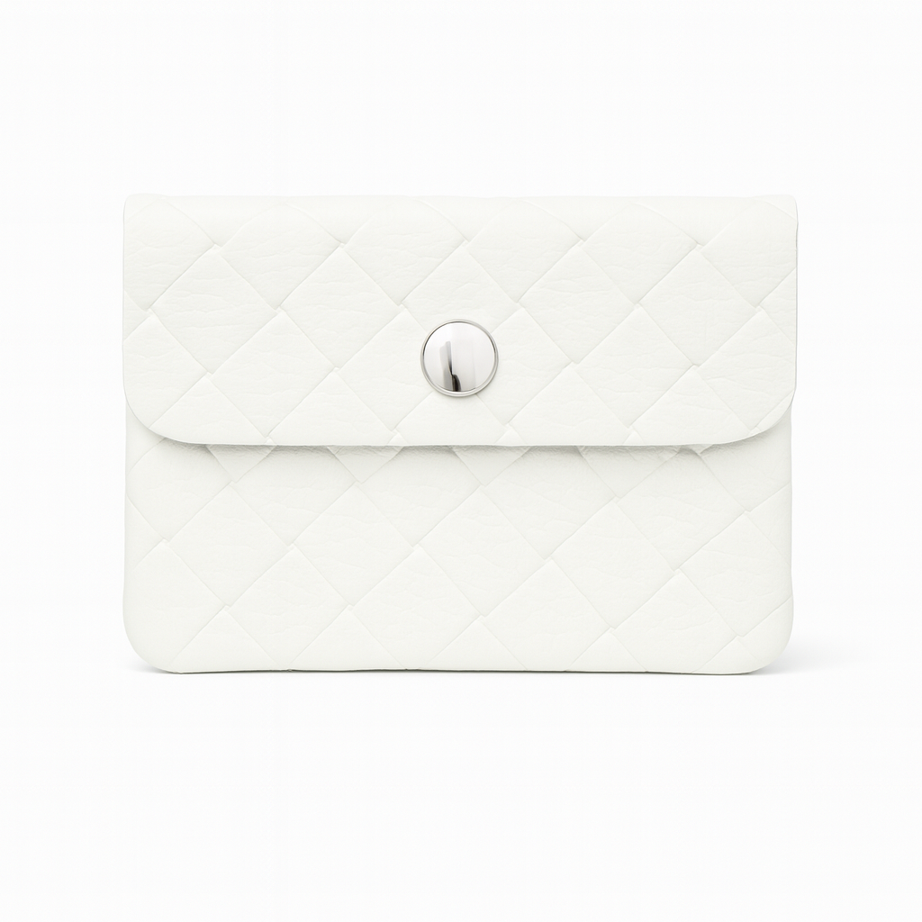 Mini portemonnee | Weave parel wit