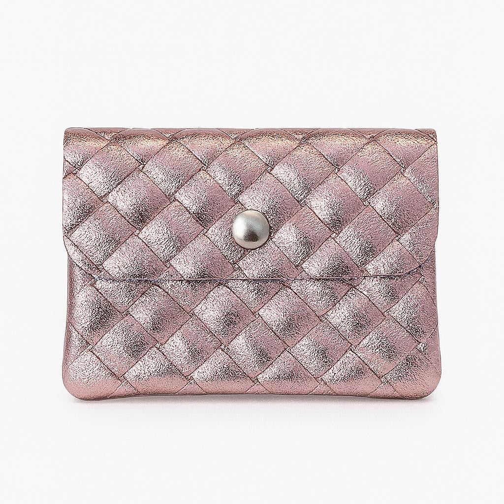 Mini portemonnee | Weave metallic blush
