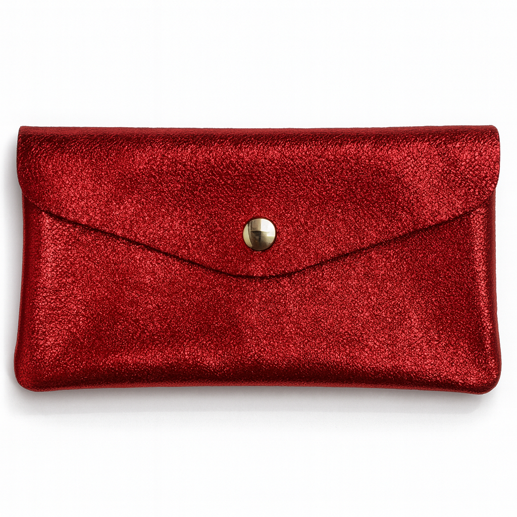 Maxi portemonnee | Metallic ruby