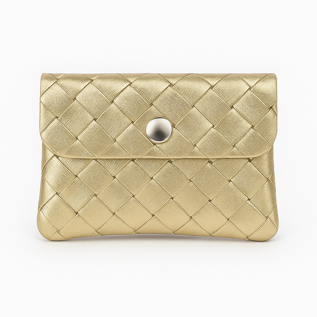 Mini portemonnee | Weave metallic goud