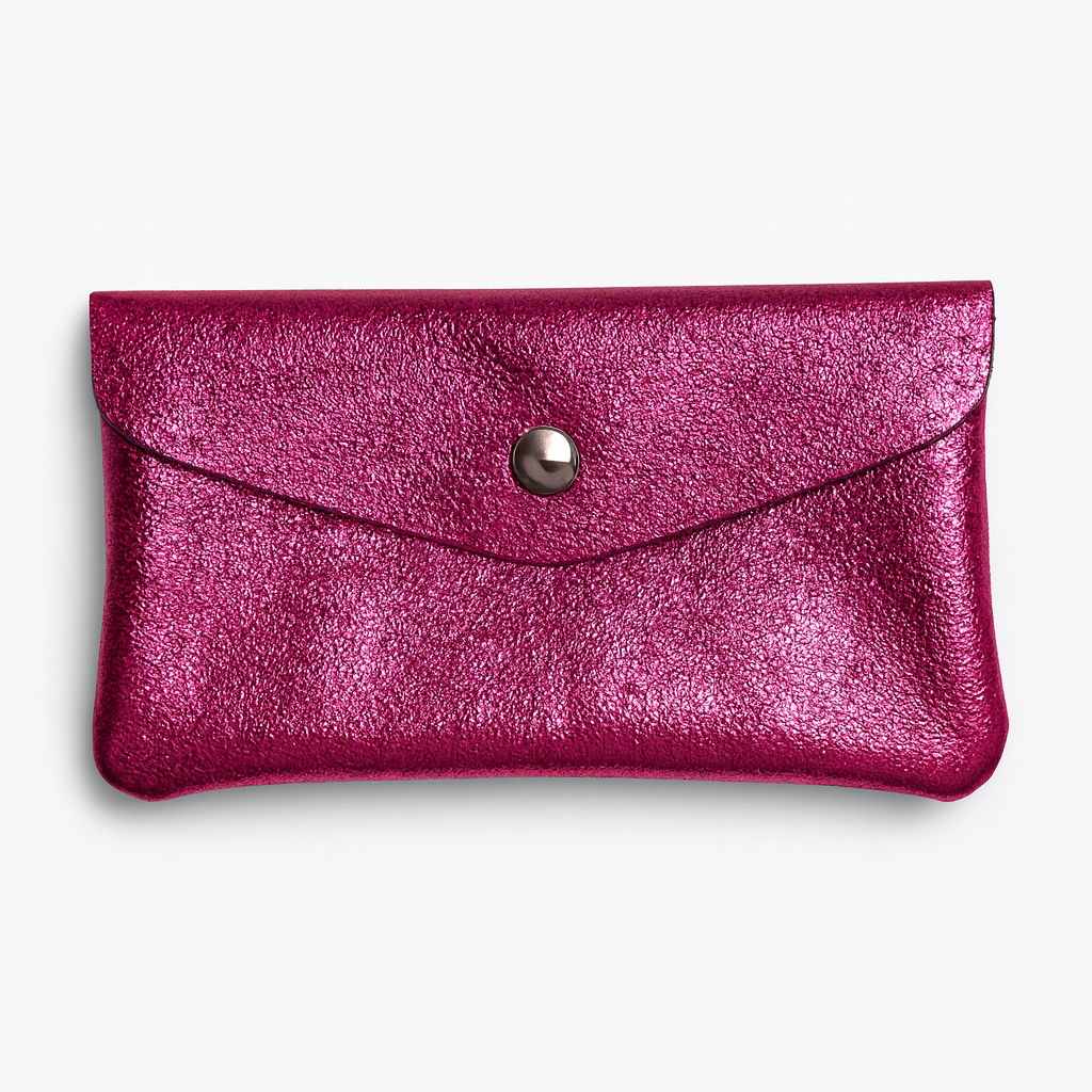 Maxi portemonnee | Metallic framboos