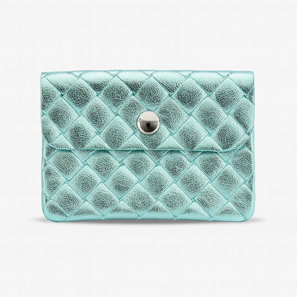 Mini portemonnee | Weave metallic mint
