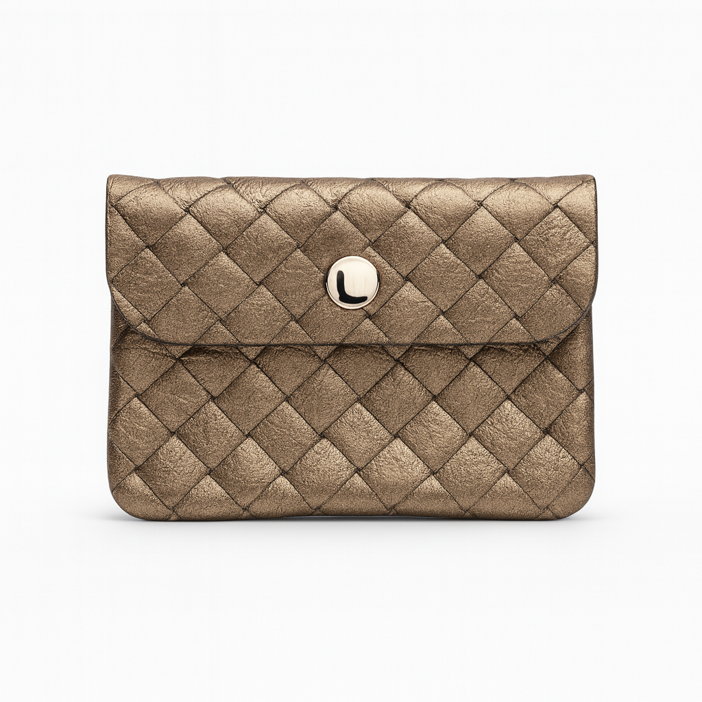 Mini portemonnee | Weave metallic Cocoa