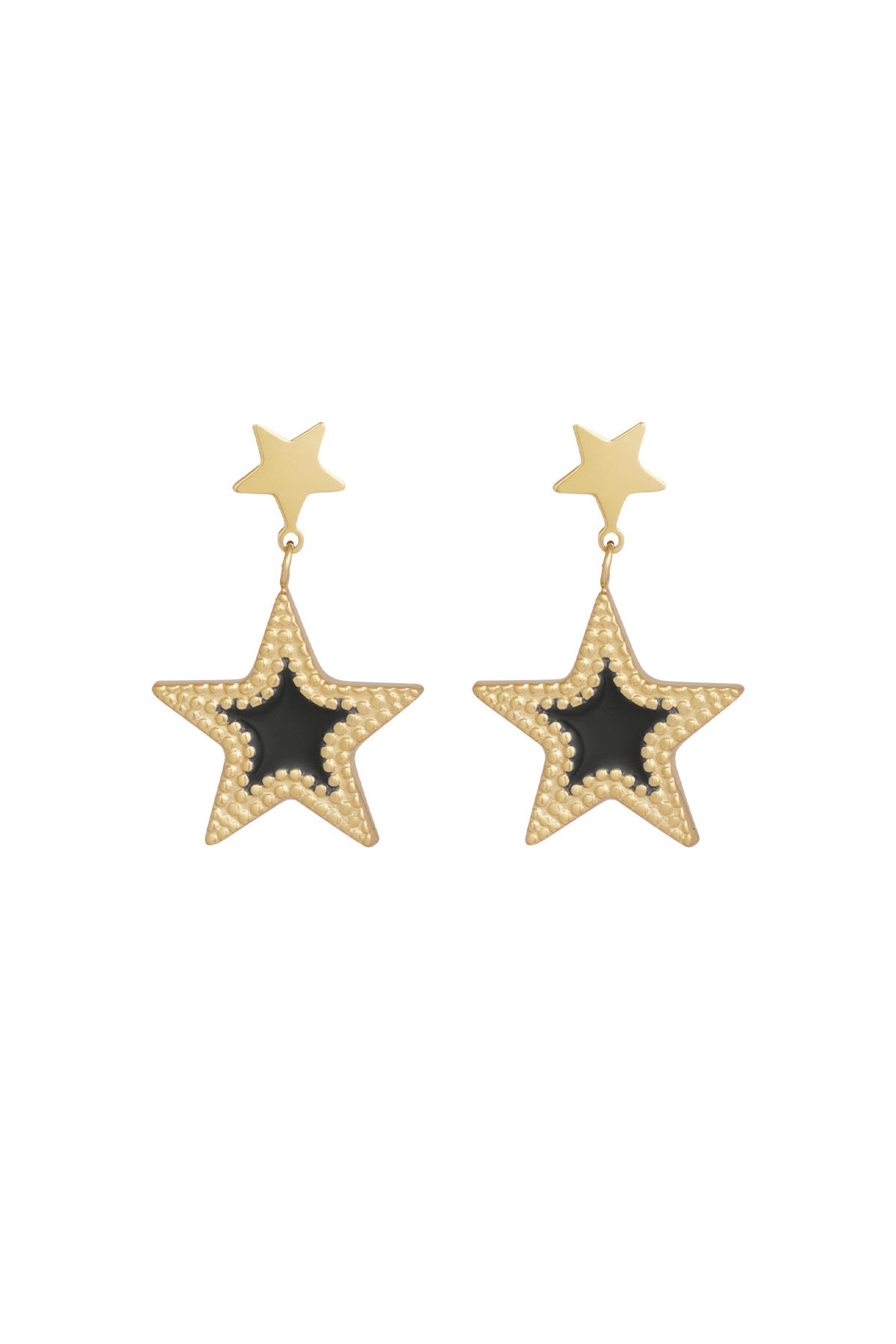 Gouden sterren oorbellen van Louxx the brand met een sterrenontwerp, perfect voor een glamoureuze look.