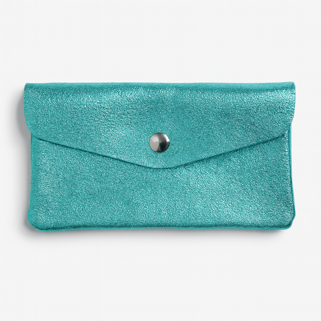 Maxi portemonnee | Metallic Aqua