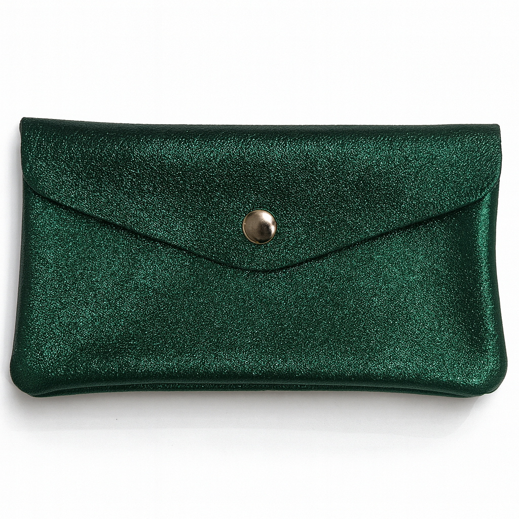Maxi portemonnee | Metallic midnight green