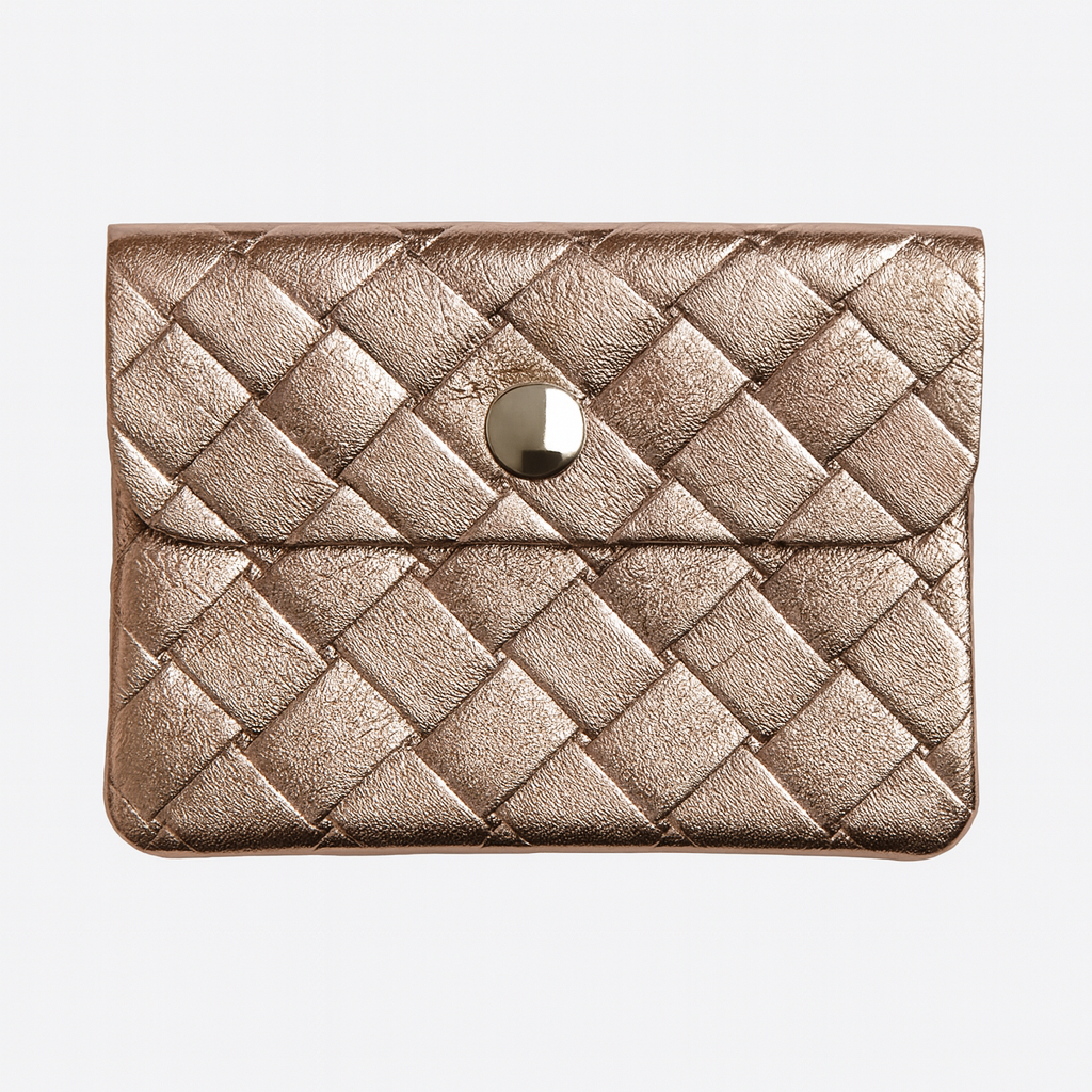 Mini portemonnee | Weave metallic rosé