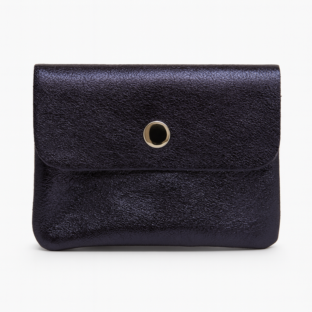 Mini portemonnee | Metallic navy