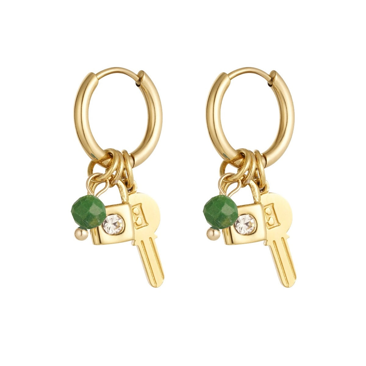 Oorbellen | Sleutel met kraaltjes