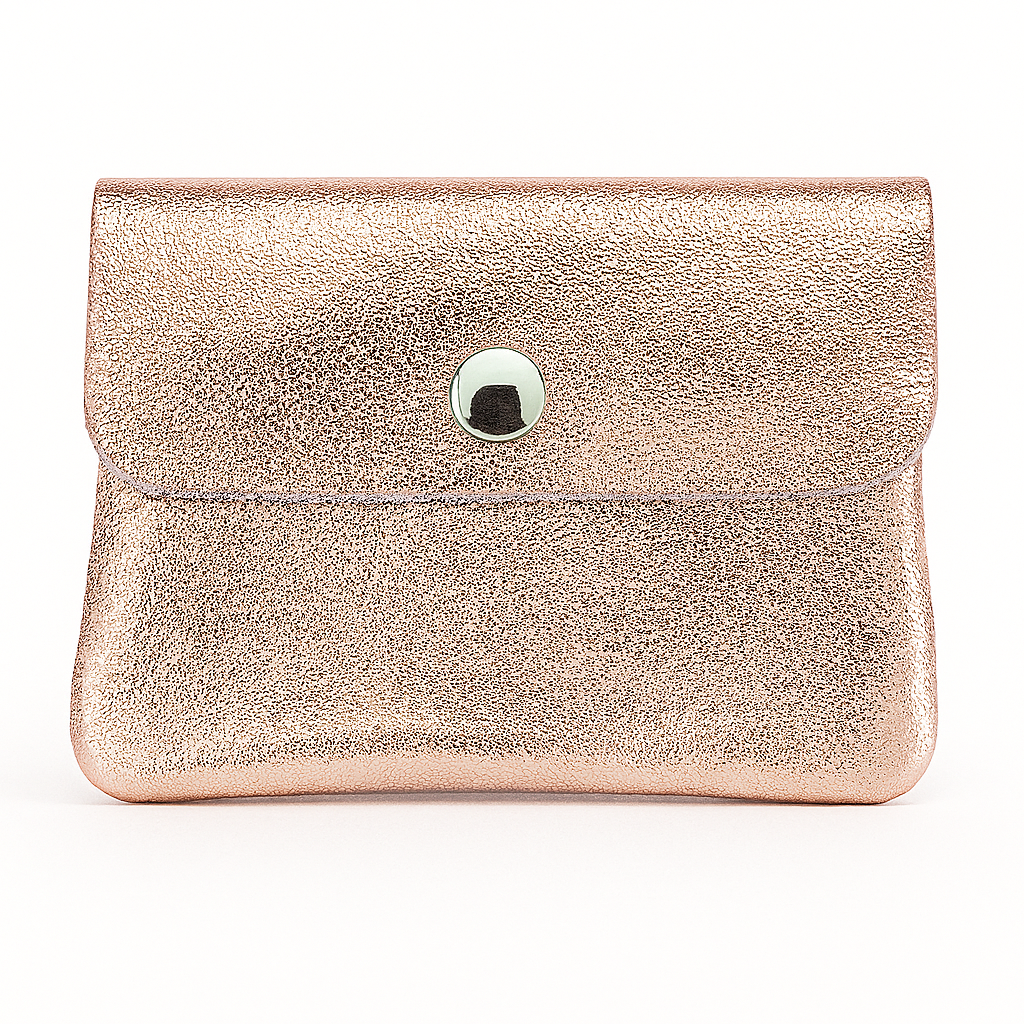 Mini portemonnee | Metallic rosé