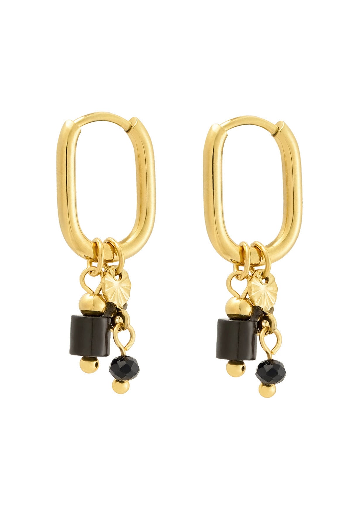 Elegante gouden oorbellen van Louxx the brand. Mooie Oorbellen | Kralen met zwarte kralen en een verfijnd design.