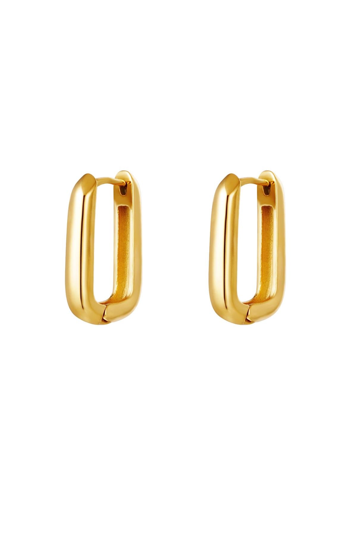 Oorbellen | Vierkant van Louxx the brand. Twee gouden, vierkante oorbellen met een glanzende afwerking, perfect voor elke gelegenheid.