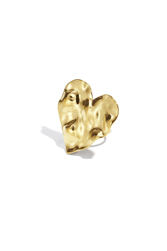 Grote hartvormige statement textuur ring