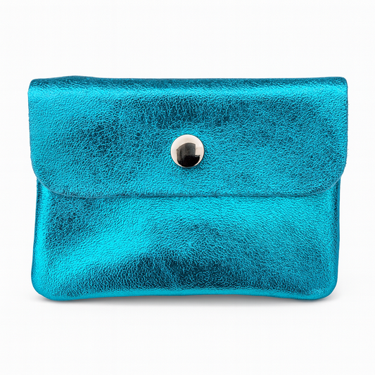 Mini portemonnee | Metallic turquoise