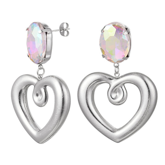 Oorbellen | Hart met glaskraal