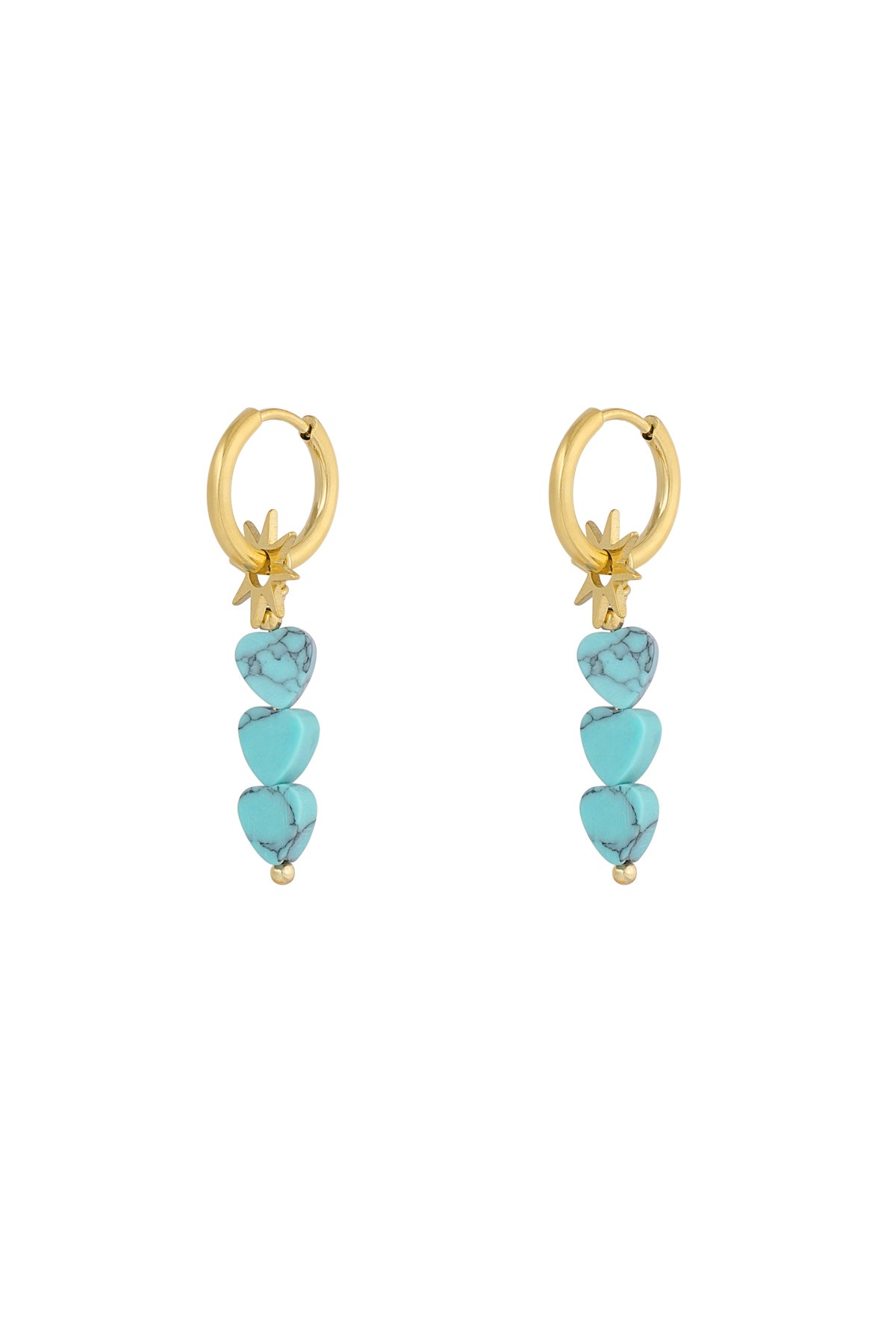Drie hartjes – blauw in blauw, paar oorbellen van Louxx