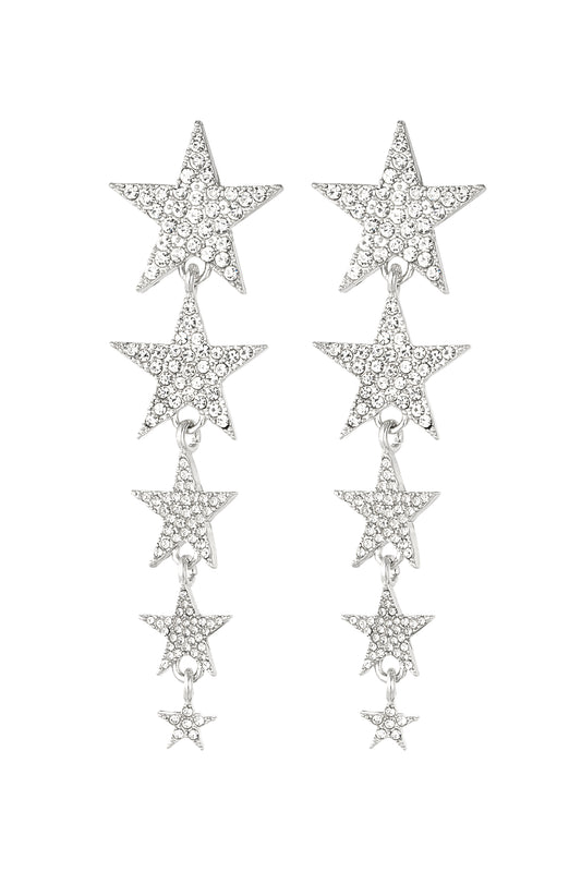 Lange sterren – Shooting stars in zilverkleurig, paar oorbellen van Louxx