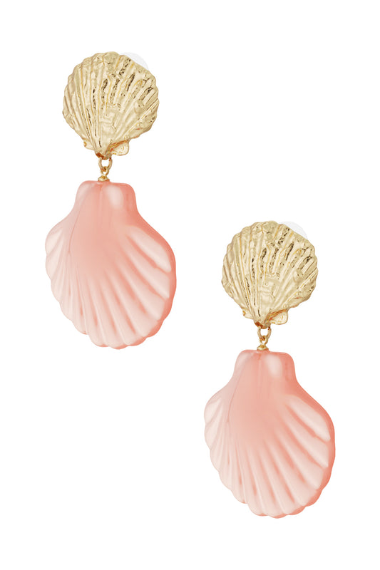 roze schelp oorbellen - roze & 