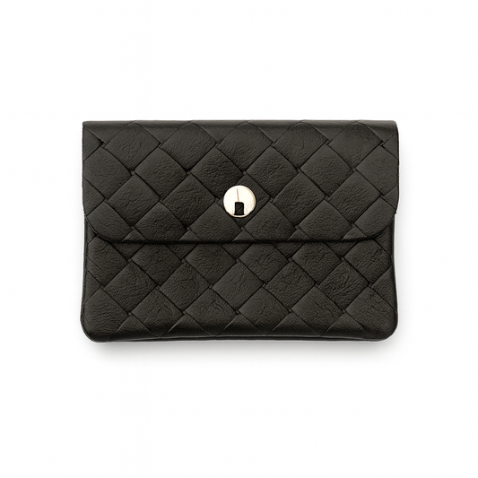 Mini portemonnee | Weave metallic zwart