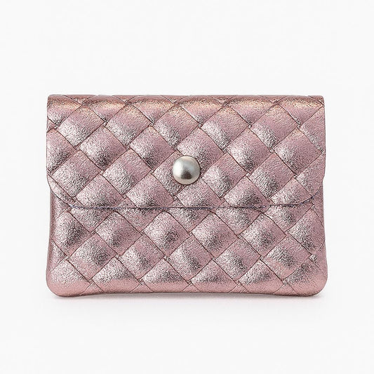 Mini portemonnee | Weave metallic blush