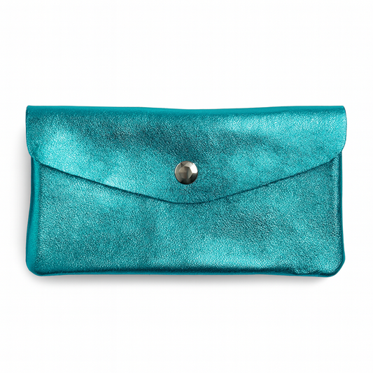 Maxi portemonnee | Metallic turquoise