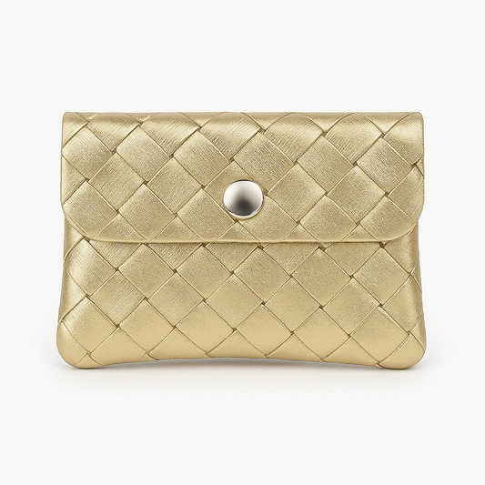 Mini portemonnee | Weave metallic goud