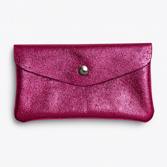 Maxi portemonnee | Metallic framboos