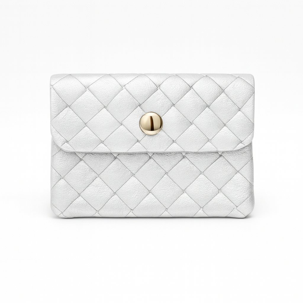 Mini portemonnee | Weave metallic platium