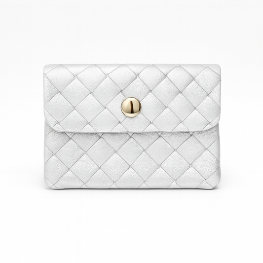 Mini portemonnee | Weave metallic platium