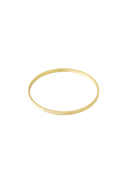 Goudkleurige RVS-bangle met strass