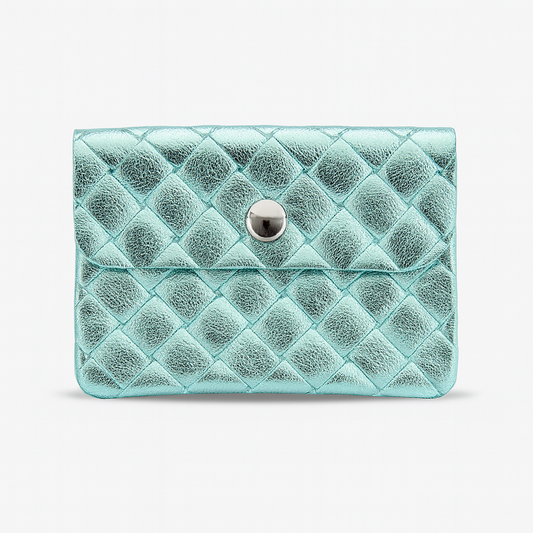 Mini portemonnee | Weave metallic mint