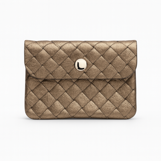 Mini portemonnee | Weave metallic Cocoa