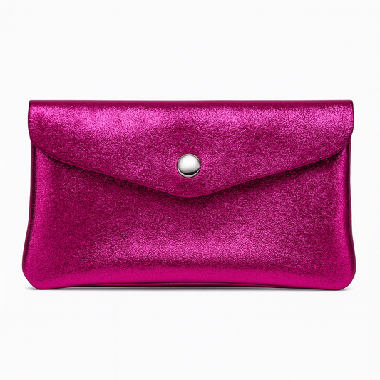 Maxi portemonnee | Metallic fuchsia
