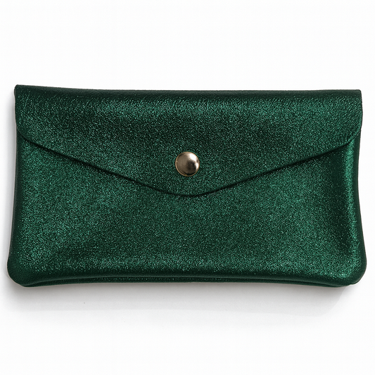 Maxi portemonnee | Metallic midnight green