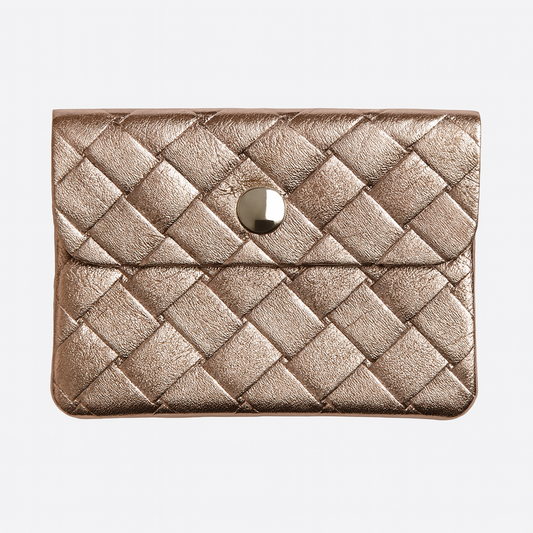 Mini portemonnee | Weave metallic rosé