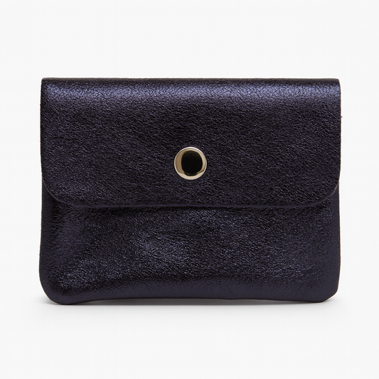 Mini portemonnee | Metallic navy