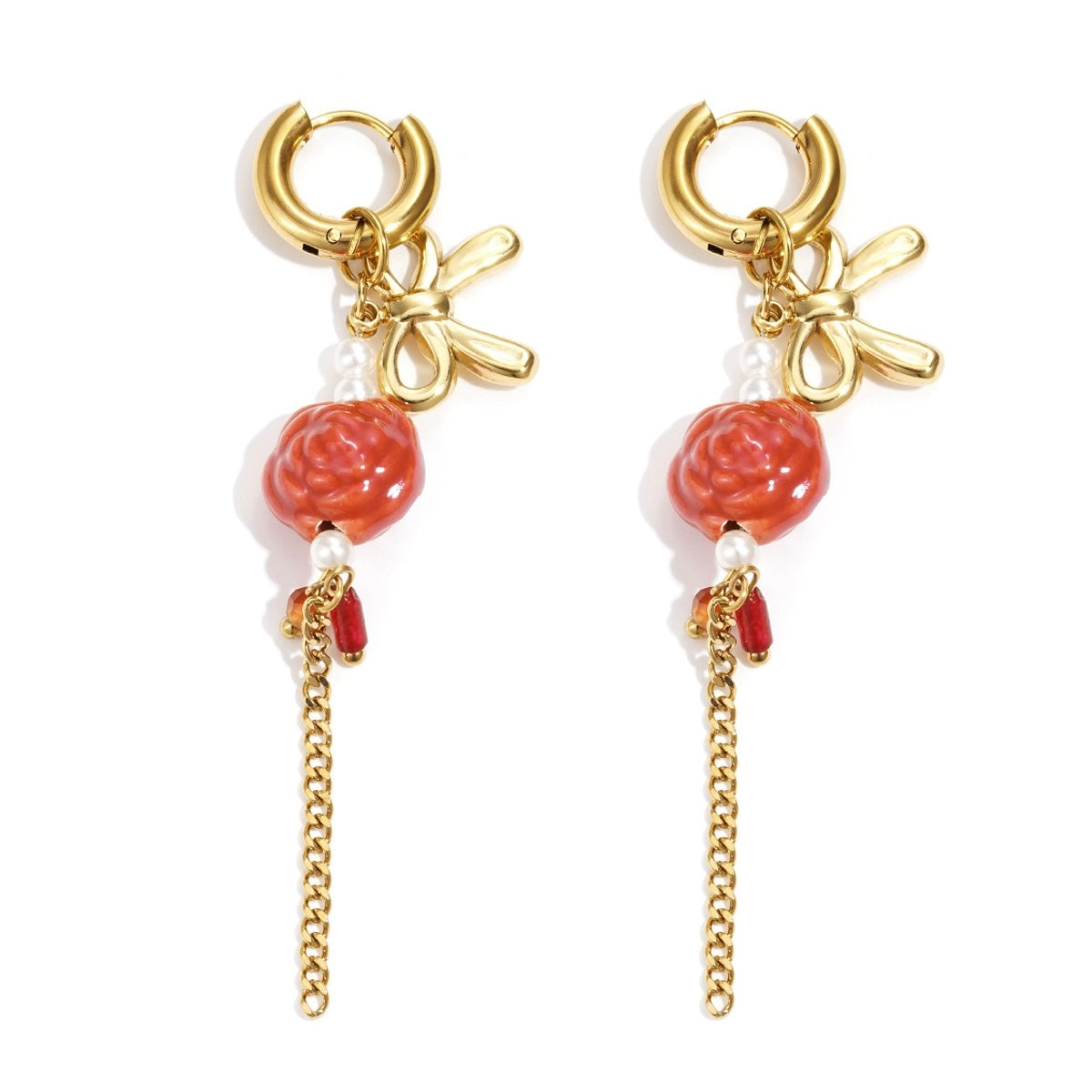 Oorbel | Strik met bloemetje