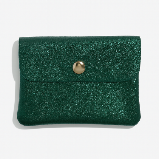 Mini portemonnee | Metallic midnight green