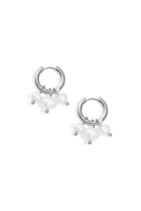Oorbellen met bungelende parels Stainless Steel