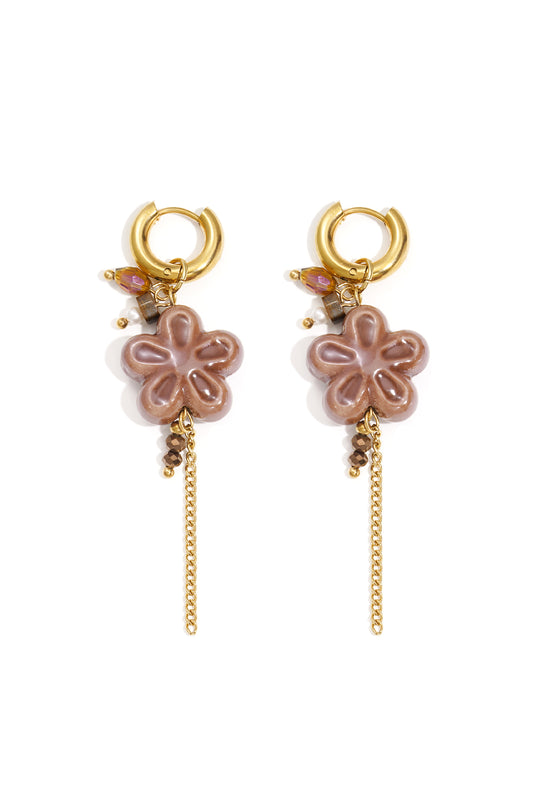 Oorbellen van roestvrij staal met bloemenmotief, casual, dagelijks, eenvoudig, serie, damessieraden