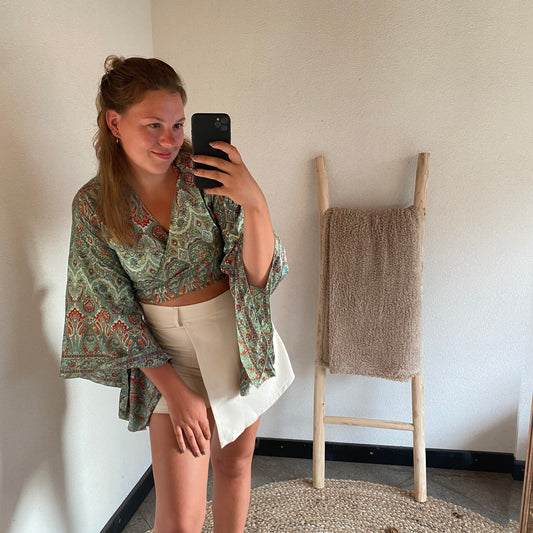 Boho Top | Paisley Licht Groen